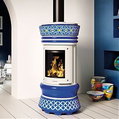 Печь Lady Fire Amelie white + Комплект керамики Ischia для печи Lady Fire